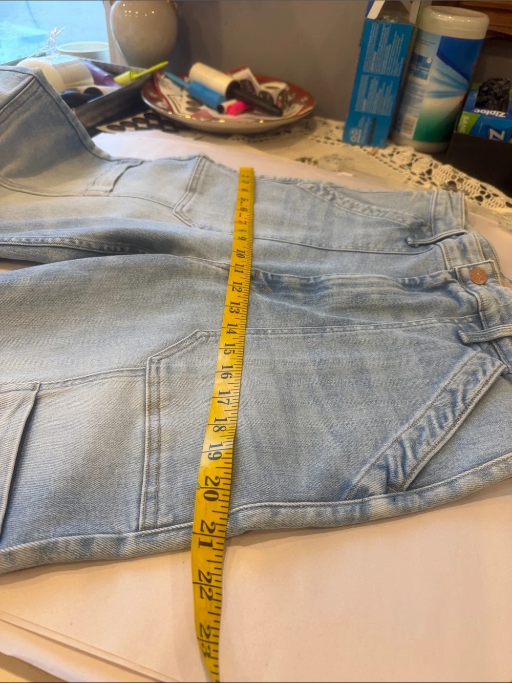 MOTHER Washed Light Blue Straight Jeans 30 NWT Double Pocket high waisted